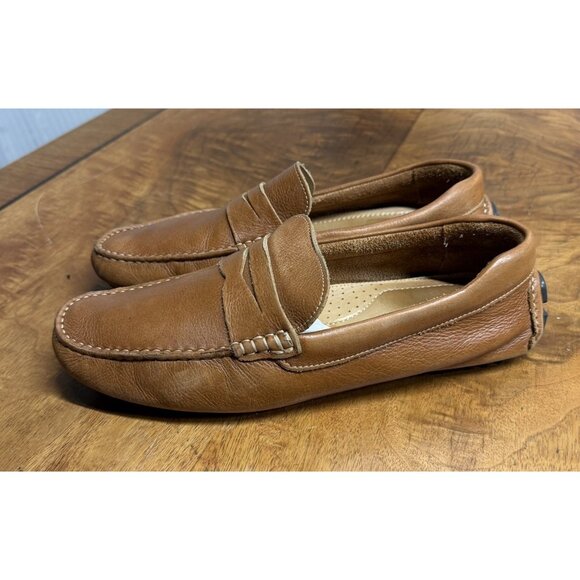 Nordstrom Men’s 10 Cody Driver Driving Penny Loafer Tan Leather Shoes Preppy - Picture 2 of 7